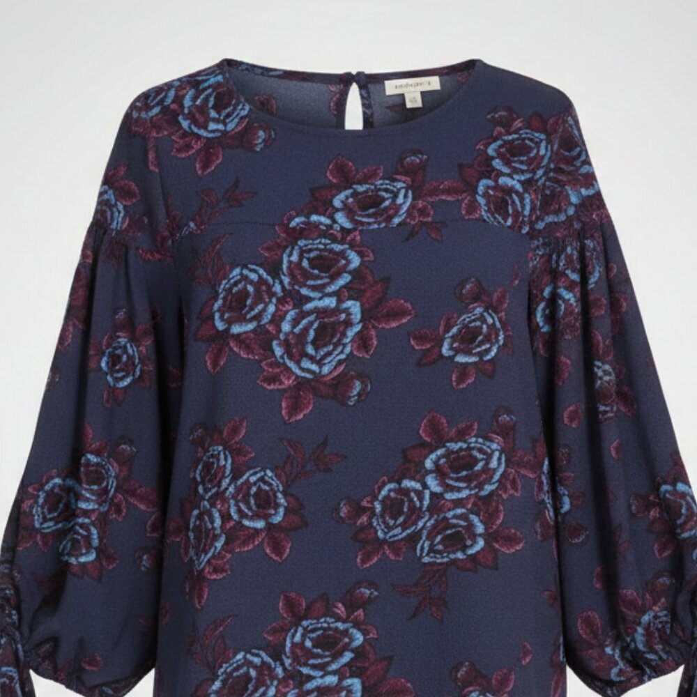 Cousin Earl Floral Blouson Tie-Sleeve Blouse Women's Size XS